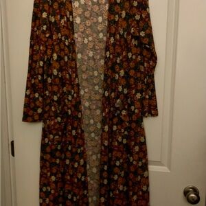 LuLaRoe Floral Kimono - Black and Orange